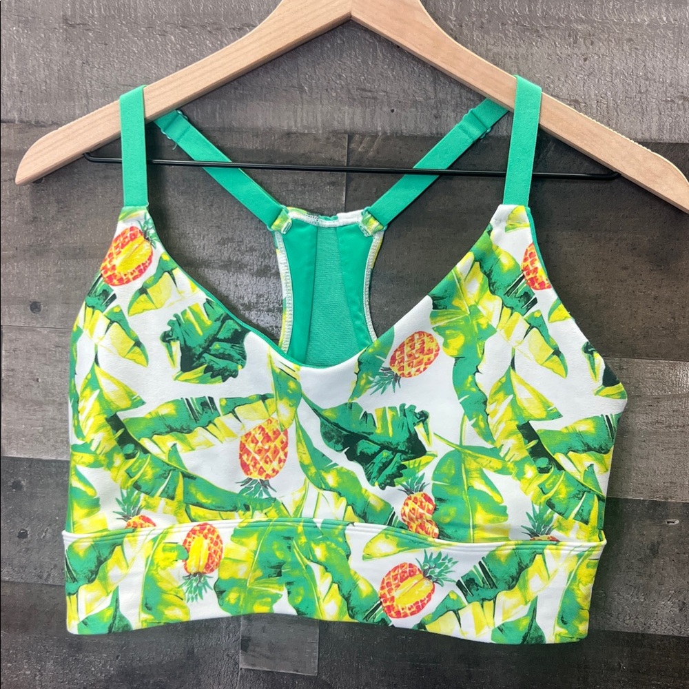 WILDFOX Activewear SWEAT Palms & Piña Tropical Print Sports Bra - Picture 2 of 7